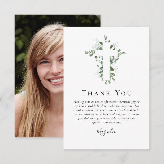 Eucalyptus Cross | Bevestiging Bedankkaart (Voorkant / Achterkant)