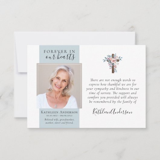 Eucalyptus Cross foto begrafenis dank u kaarten (Voorkant)