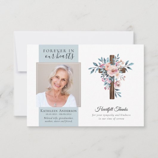 Eucalyptus Cross foto begrafenis dank u kaarten (Voorkant)