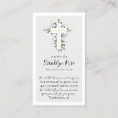 Eucalyptus Cross Foto Doop Gebed Kaart Contactkaartje (Achterkant)