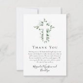Eucalyptus Cross-Photo Baptisme Bedankkaart (Voorkant)