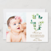 Eucalyptus Cross & Photo Baptisme Hartelijk dank Kaart (Voorkant)
