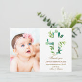 Eucalyptus Cross & Photo Baptisme Hartelijk dank Kaart (Staand voorkant)