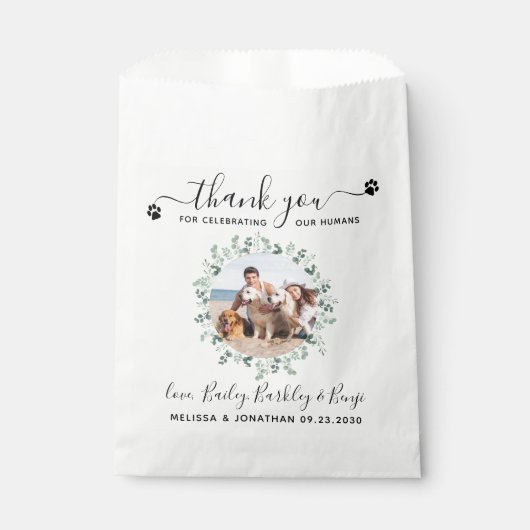 Eucalyptus Custom Dog Foto Hartelijk dank voor wed Bedankzakje (Voorkant)