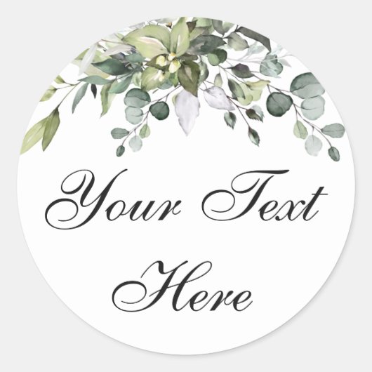Eucalyptus Custom Text Classic Round Sticker (Voorkant)