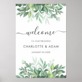 Eucalyptus Custom White Green Weddenschap Welkom Poster (Voorkant)
