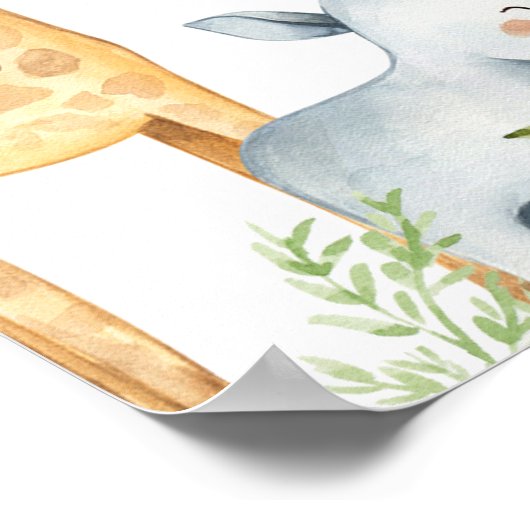 Eucalyptus Cute Safari Baby shower Welkomstteken Poster (Hoek)