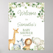 Eucalyptus Cute Safari Baby shower Welkomstteken Poster (Voorkant)