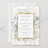 Eucalyptus Daisies Goud Elegant Bruiloft Kaart (Voorkant)