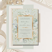 Eucalyptus Daisies Goud Salie Groen Elegant Bruilo Kaart