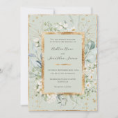 Eucalyptus Daisies Goud Salie Groen Elegant Bruilo Kaart (Voorkant)