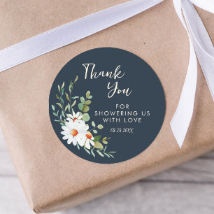 Eucalyptus & Daisy Baby shower Dank je wel Ronde Sticker