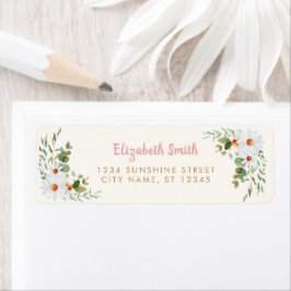 Eucalyptus & Daisy Baby shower Return Address Etiket