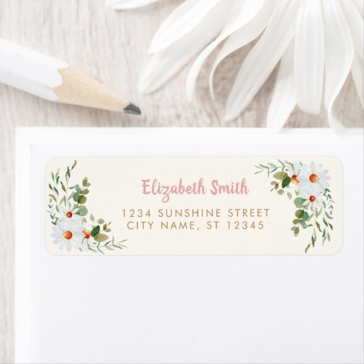 Eucalyptus & Daisy Baby shower Return Address Etiket (Insitu)