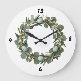 Eucalyptus & Daisy Lente Krans Wandklok