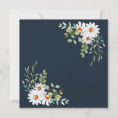 Eucalyptus & Daisy Navy Blue Baby shower Kaart (Achterkant)
