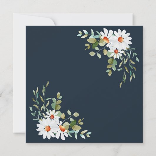 Eucalyptus & Daisy Navy Blue Baby shower Kaart (Achterkant)