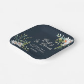 Eucalyptus & Daisy Navy Blue Baby shower Papieren Bordje (Gebogen)
