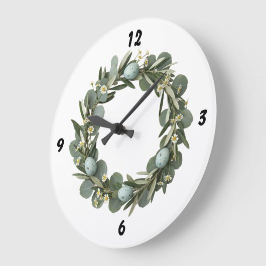 Eucalyptus & Daisy Spring Wreath Wall Clock Grote Klok (Hoek)