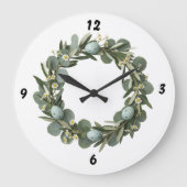 Eucalyptus & Daisy Spring Wreath Wall Clock Grote Klok (Voorkant)