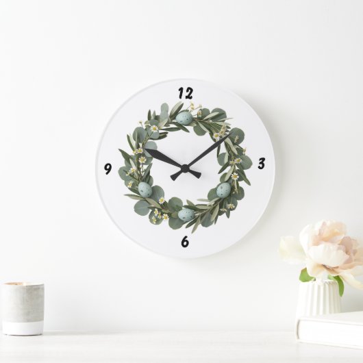 Eucalyptus & Daisy Spring Wreath Wall Clock Grote Klok (Huis)