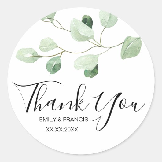 Eucalyptus Dank u Ronde Sticker (Voorkant)