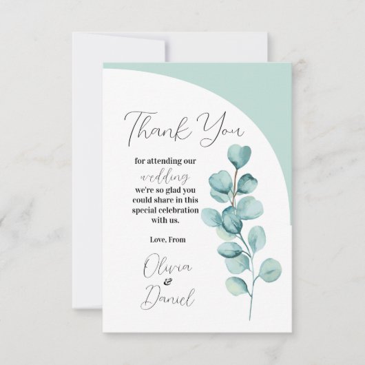 Eucalyptus Dank U Trouwbladeren Mint Groen Bedankkaart (Voorkant)