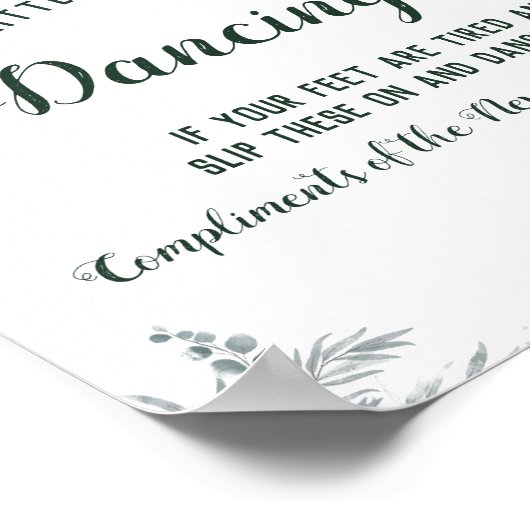 Eucalyptus Dansende Voeten Slippers Huwelijksbord Poster (Hoek)