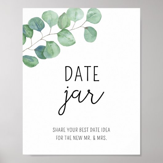 Eucalyptus date night ideeën. Date jar bruidsspel Poster (Voorkant)