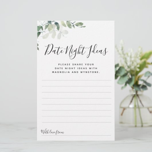 Eucalyptus Date Night Ideeën Kaarten (Staand voorkant)