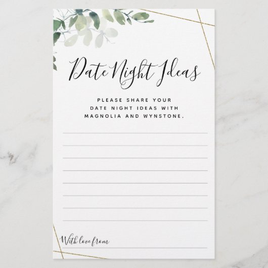 Eucalyptus Date Night Ideeën Kaarten (Voorkant)