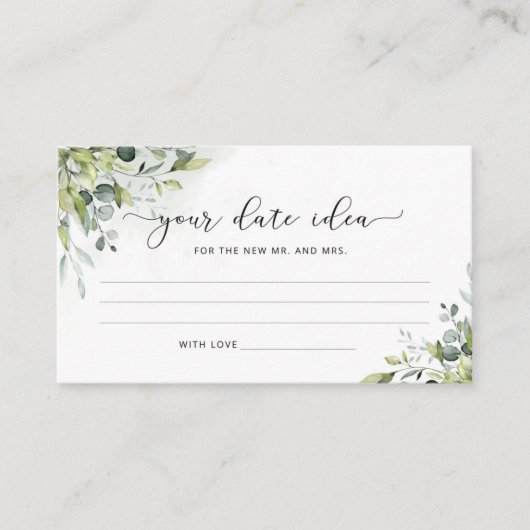 Eucalyptus Datumideeën. Datum jar Informatiekaartje (Voorkant)