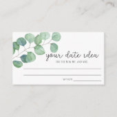 Eucalyptus - Datumnachtelijke ideeën \ Datumpotje Informatiekaartje (Voorkant)