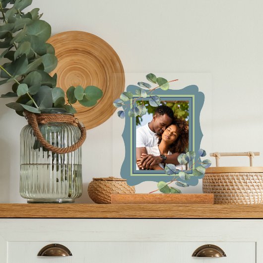 Eucalyptus Deco Frame Photo Frame Blue Acryl Bord