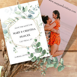 Eucalyptus Design Save the Date Photo Notice Kaart