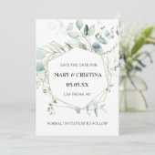 Eucalyptus Design Save the Date Photo Notice Kaart (Staand voorkant)