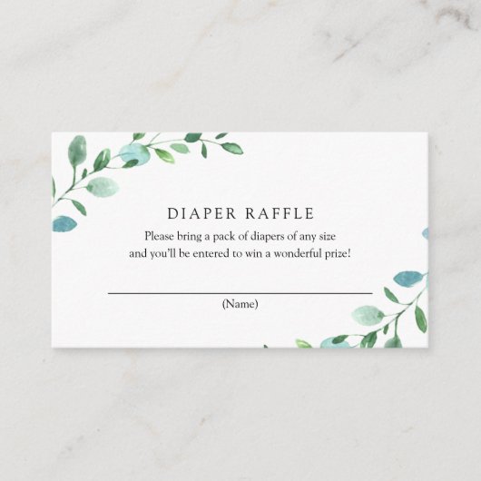 Eucalyptus Diaper Kaart Raffle (Voorkant)