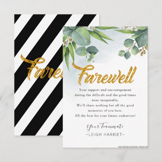 Eucalyptus die Cowerker-afscheidskaart verlaat Bedankkaart (Voorkant / Achterkant)