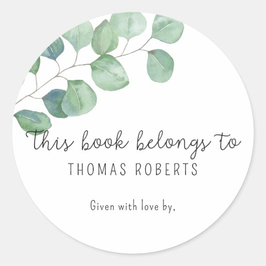 Eucalyptus - dit boek is van met tekst ronde sticker (Voorkant)