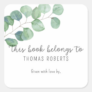 Eucalyptus - dit boek is van met tekst vierkante sticker