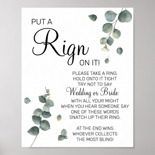 Eucalyptus Doe een ring bruidsshower spel bord Poster (Voorkant)