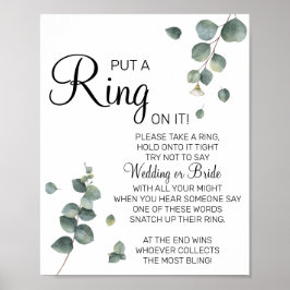 Eucalyptus Doe een ring bruidsshower spel bord Poster