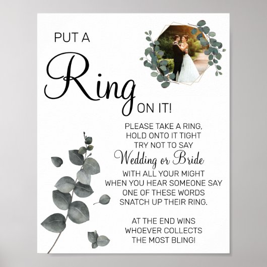 Eucalyptus Doe een ring bruidsshower spelbord Poster (Voorkant)