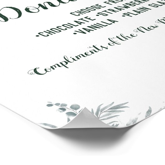 Eucalyptus Donut Bar Bruiloft Feest Bruidssalon Bo Poster (Hoek)