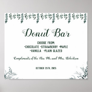 Eucalyptus Donut Bar Bruiloftsuitnodiging Huwelijk Poster