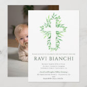 Eucalyptus doopsel groen doop kaart (Voorkant / Achterkant)