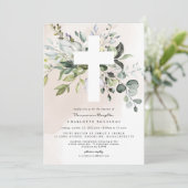Eucalyptus doopsel meisje uitnodiging (Staand voorkant)