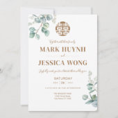 Eucalyptus Double Happiness Wedding Kaart (Voorkant)