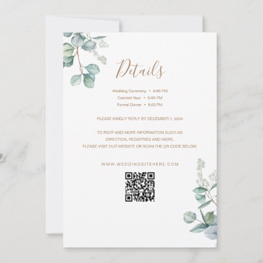 Eucalyptus Double Happiness Wedding Kaart (Achterkant)