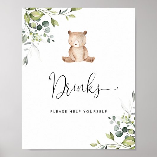 Eucalyptus Drinken met kleine beren helpen uzelf Poster (Voorkant)